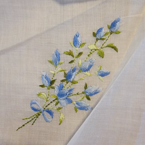 Vintage Hankies Hand Embroidered Handkerchief Floral 100% Cotton Switzerland NWT - Picture 2 of 6